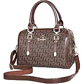 zhongle Barrel Bag Boston Satchel with Adjustable Crossbody Strap & Top Handle, Vintage Shoulder Purse for Women