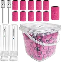 Rolybag 200 Stück Schleifbänder Für Nagelbohrer, Körnung 240, Schwarz + 2 Dorn-Bohrer – Für Maniküre & Pediküre