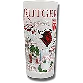 Catstudio Drinking Glass, Rutgers University Glass Cup for Kitchen, 15oz Dishwasher Safe Tumbler for RU Alumni
