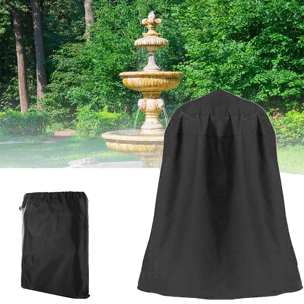 ELR Outdoor Garden Fountain Covers Waterproof Dustproof Protective Cover for Winter Patio Fountain Statue Water Features, 48"x68" Fountain Statue Cover (Black)