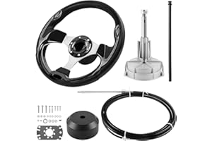 QYMOPAY Boats Steering System, 17ft Cable Outboard Steering Kit 3/4" Standard Tapered Shaft, Boat Steering System for Yachts