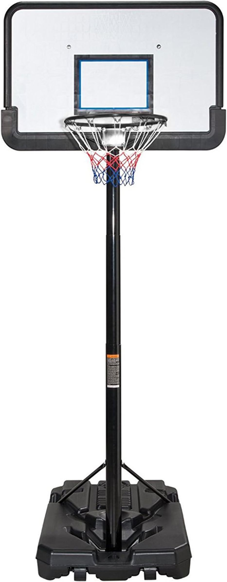 KLB Sport Pro Court Height Adjustable Portable Basketball Hoop System w/Wheels, 43 Inch Backboard (Black-10 FT)