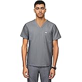 FIGS Chisec Scrub Top for Men – 3 Pockets, Tailored Fit, Squared V-Neck, 4-Way Stretch, Moisture-Wicking