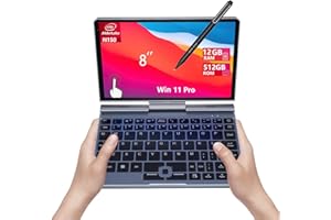 KOOFORWAY 8 Inch 2-in-1 Mini Laptop,HD Rotatable Touch Screen Support Handwriting Win 11 Pro Small Laptop, N150,12GB RAM, 512GB SSD,Wi-Fi 6, BT 5.2,2 MP Camera,G-Sensor,HDMI,Type C Ultra Pocket PC