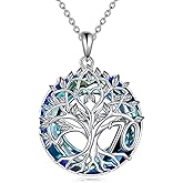 16th 18th 30th 40th 50th 60th 70th 80th 90th 100th Birthday Gifts Necklace for Women Sterling Silver Tree of Life Necklace with Blue Crystal Mothers Day Christmas Jewelry Gifts for Mother Women Wife