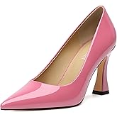 AMBELIGHT Women's Pumps Closed Pointed Toe High Heels Classic Slip On Pumps Sexy Patent Leather Stiletto Heels 3 Inch Wedding Bride Formal Dress Heel Shoes for Women