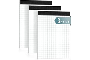 RONEKY Graph Paper 8.5 x 11.75 Graph Paper Notebook, 3 Pack 2x2 Quad Grid Paper, 50 Sheets Engineering Paper, Micro Perforations Graph Paper Pad with Sturdy Cardboard for Drawing, Designing, Math Sketching