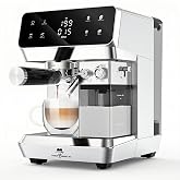 MAttinata 1833L Espresso Machine with Auto Milk Frother, Cappuccino Machine | Coffee Maker with Dual Boiler, Touch Screen, 20 Bar Italian Pump, Latte Art, Compact for Home, Self-cleaning, Stainless Steel