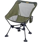 iClimb Ultralight Compact Camping Folding Beach Chair with Anti-Sinking Large Feet and Back Support Webbing (Green - Triangular Frame)