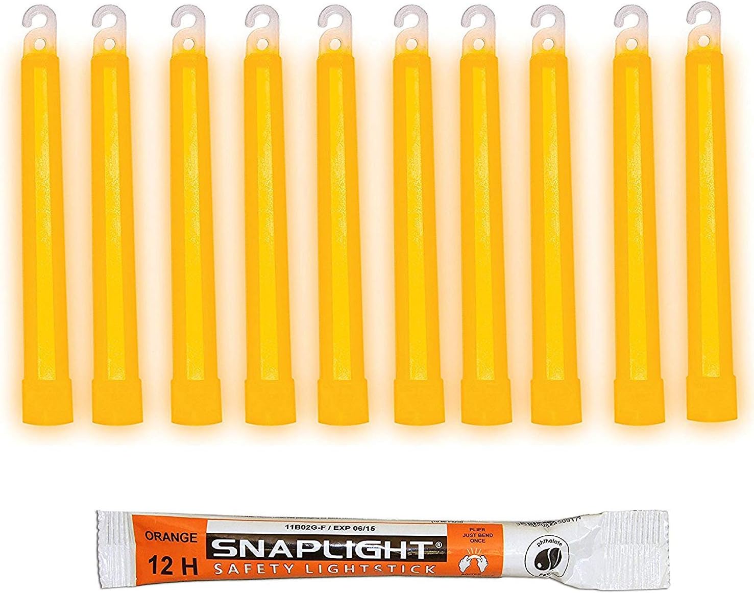Cyalume SnapLight Orange Glow Sticks – 6 Inch Industrial Grade, Ultra Bright Light Sticks with 12 Hour Duration (Pack of 100)