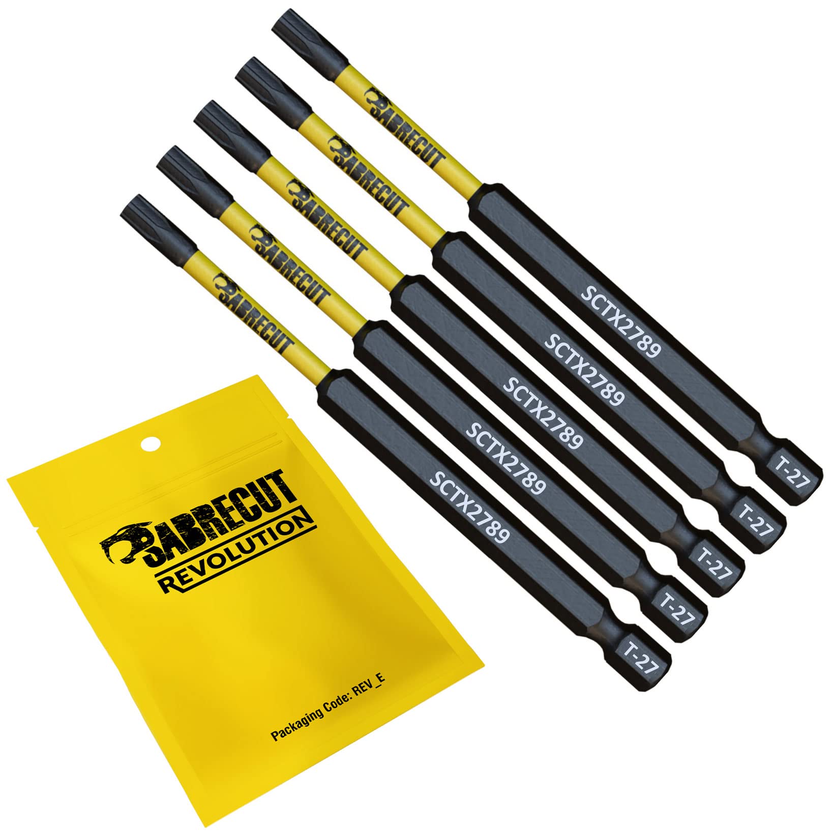 5 x SabreCut SCTX2789_5 89mm T27 TX27 Magnetic Impact Screwdriver Driver Bits Set Torx Heavy Duty