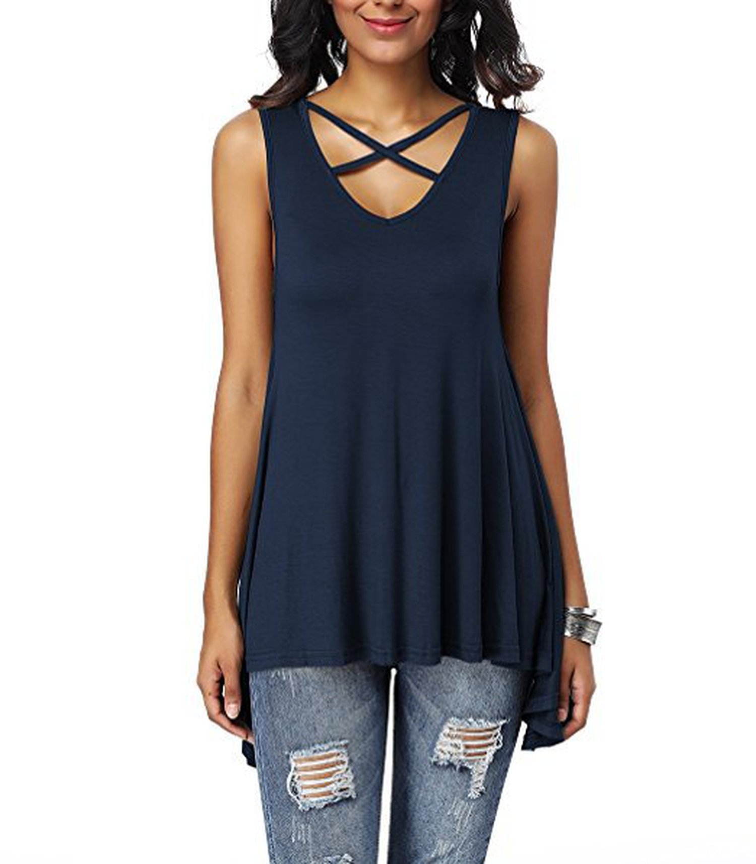 Casual Dresses Summer New V-Neck Avant-Garde Cross Basic ...