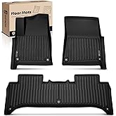 YHTAUTO Floor Mats Fit 2022-2024 Rivian R1T, TPE Floor Liners All-Weather Protection Custom Fit, 1st & 2nd Row, Set of 3 Black
