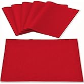 Linen Fabric Placemats Set of 6, Machine Washable, Heat Resistant, Wrinkle Free, Thick Polyester Kitchen Place Mats for Dining Table (Red)