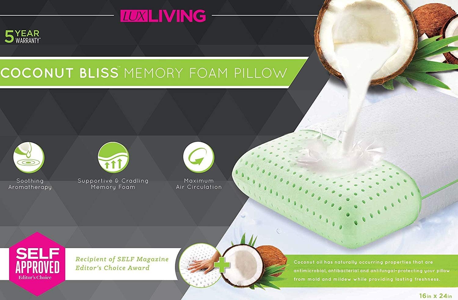 Lux Living Coconut Bliss Pillow Amazon Ca Home Kitchen