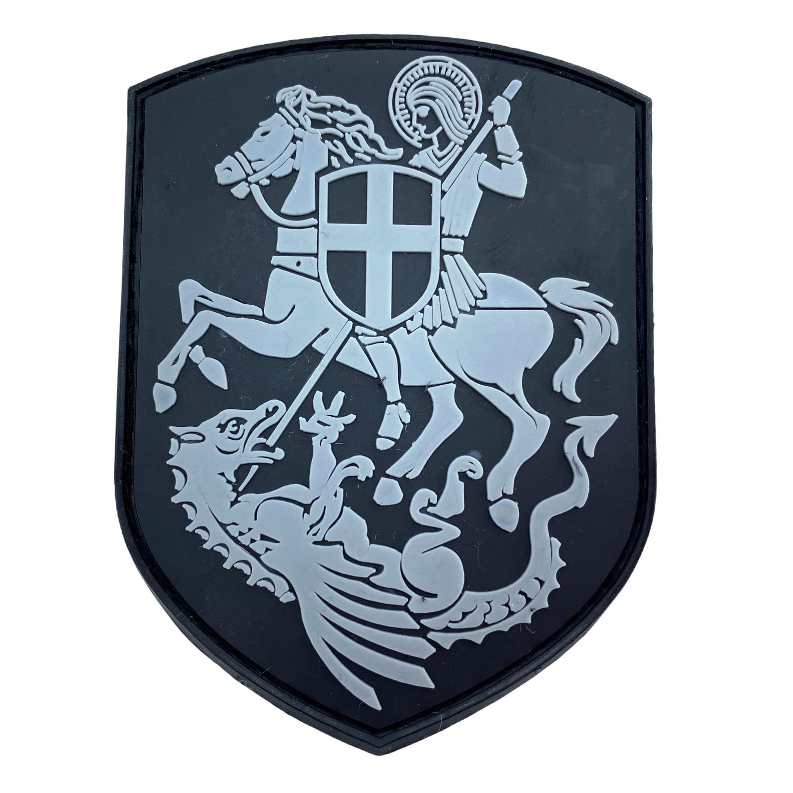 Knights Templar St George & Dragon Crusader Airsoft PVC Morale Cosplay Patch (Grey)