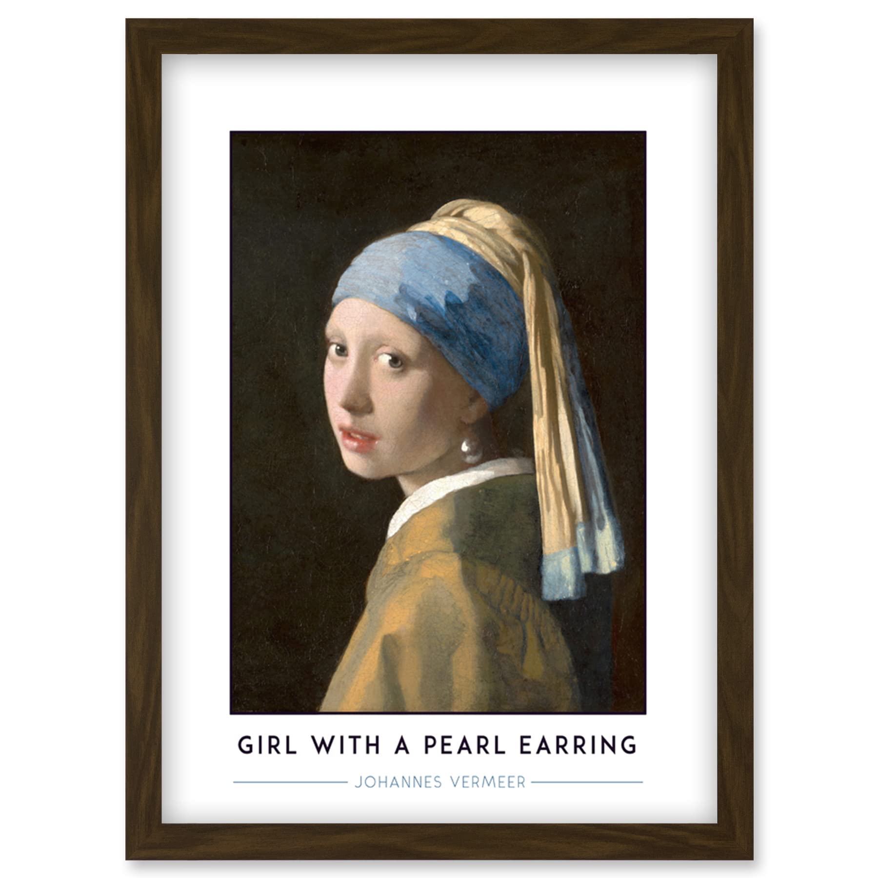 Wee Blue Coo Johannes Vermeer Girl With A Pearl Earring Painting Artwork Framed Wall Art Print A4
