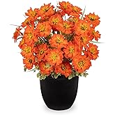 DILATATA Orange Poppy Artificial Flowers in Pot 12 Inch Fake Flowers Silk Poppies Arrangement Faux Plant Flower Decor for Spring Home Decor Table Centerpiece Garden Porch Window - Orange