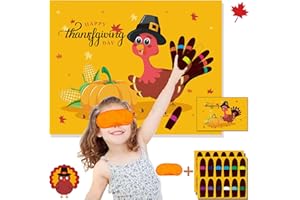 Funnlot Thanksgiving Party Games: Kids' Games, Pin The Tail on The Turkey, Party Decor & Activities
