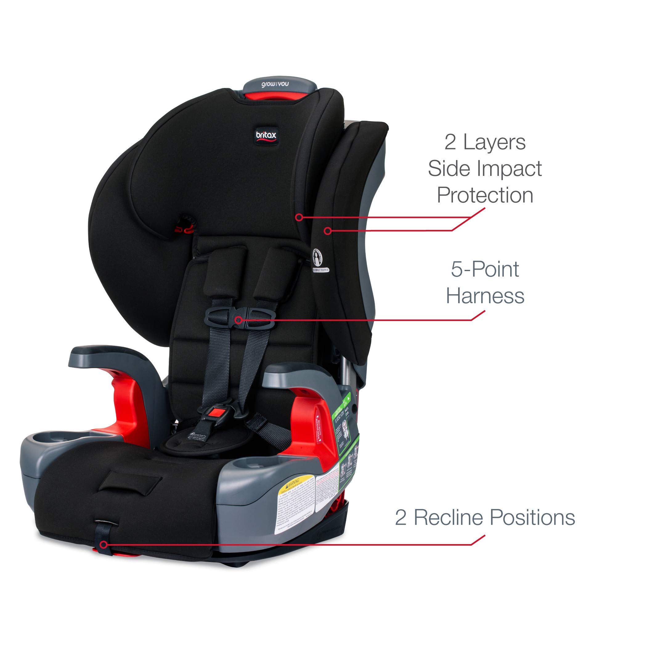 Britax Grow with You Harness-2-Booster Car Seat - 2 Layer Impact Protection - 25 to 120 Pounds, Dusk [Newer Version of Pioneer]