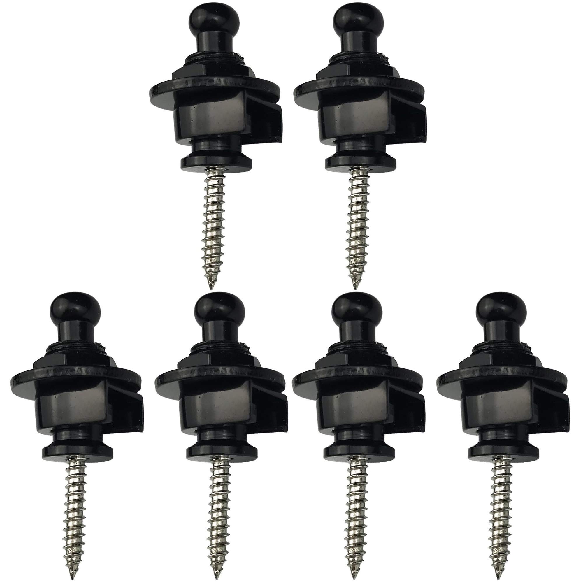 POFET 6pcs Guitar Strap Lock Anti-stripping Lock System for Guitar and Bass Strap - Black