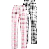 Knuffnee Women Lounge Pajama Pants Comfy Plaid Pants Wide Leg lounge Pajama with Pocket