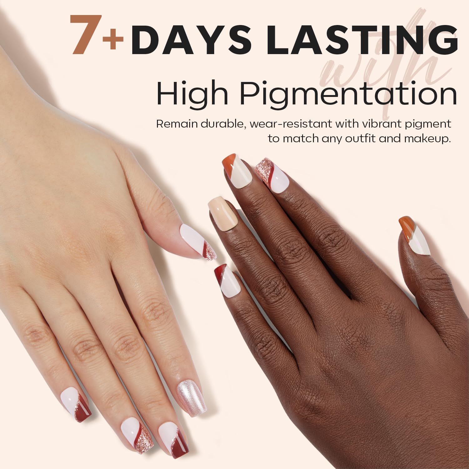 modelones Nail Polish 6 Colors Brown Nude Silver Glitter Nail Polish Set Skin Tone Spring Collection Quick Dry Mini Manicure DIY Nail Art Salon Home Gift For Women Girl - Image 4