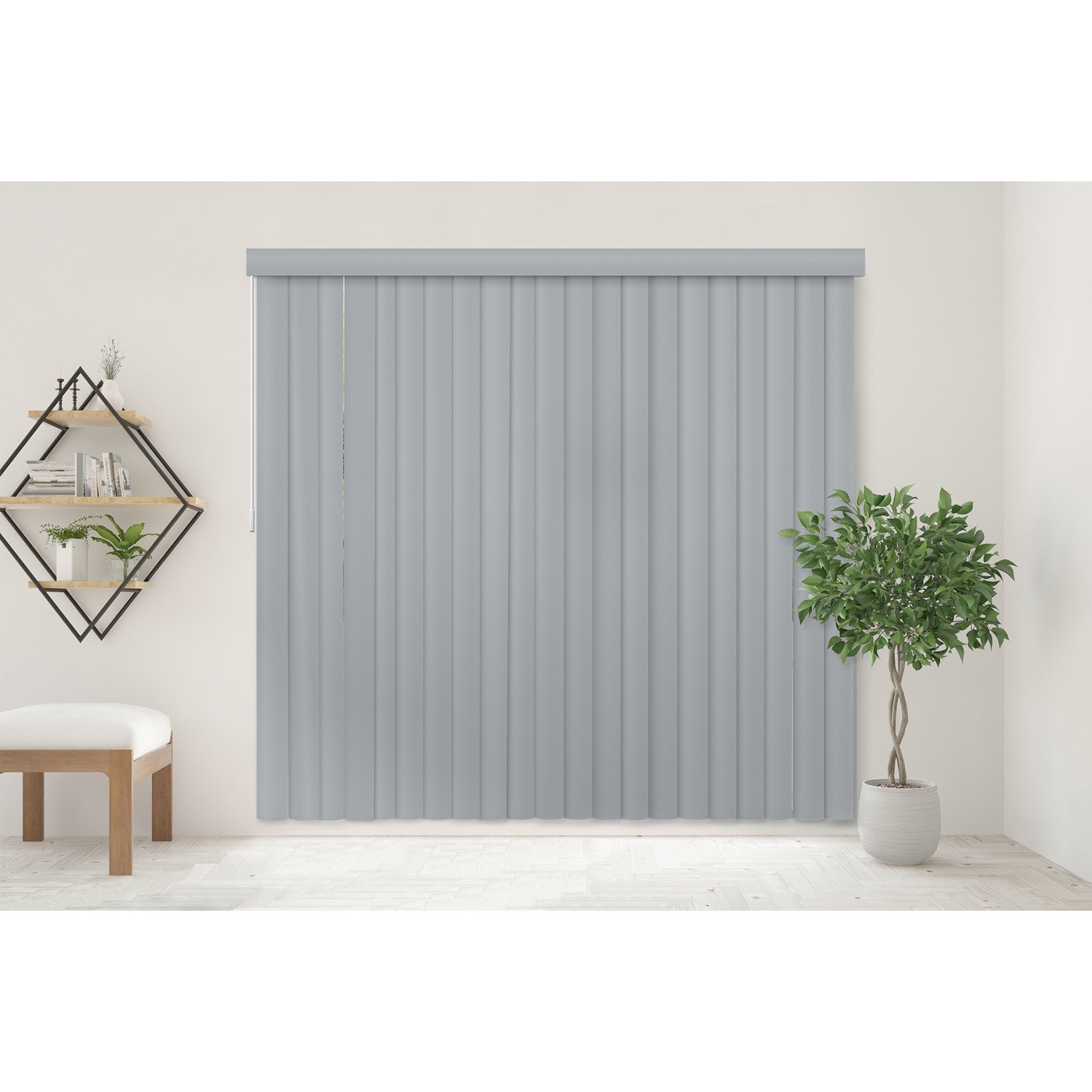 CHICOLOGY Cordless Vertical Blinds Patio Door or Large Window Shade, 78" W X 84" H, Oxford Gray Vinyl