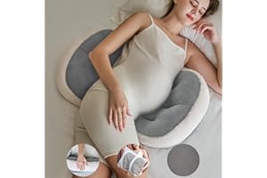 pobopobo Pregnancy Pillow for Sleeping,Comfortable Faux Fur Luxury Maternity Pillow Support for Pregnant Women, Pregnancy Pillows with Laundry Bag, Maternity Pillows for Hip Pain(Grey)