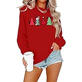 JINTING Christmas Sweatshirt for Women Christmas Tree Pullover Xmas Holiday Crewneck Sweatshirts Long Sleeve Top