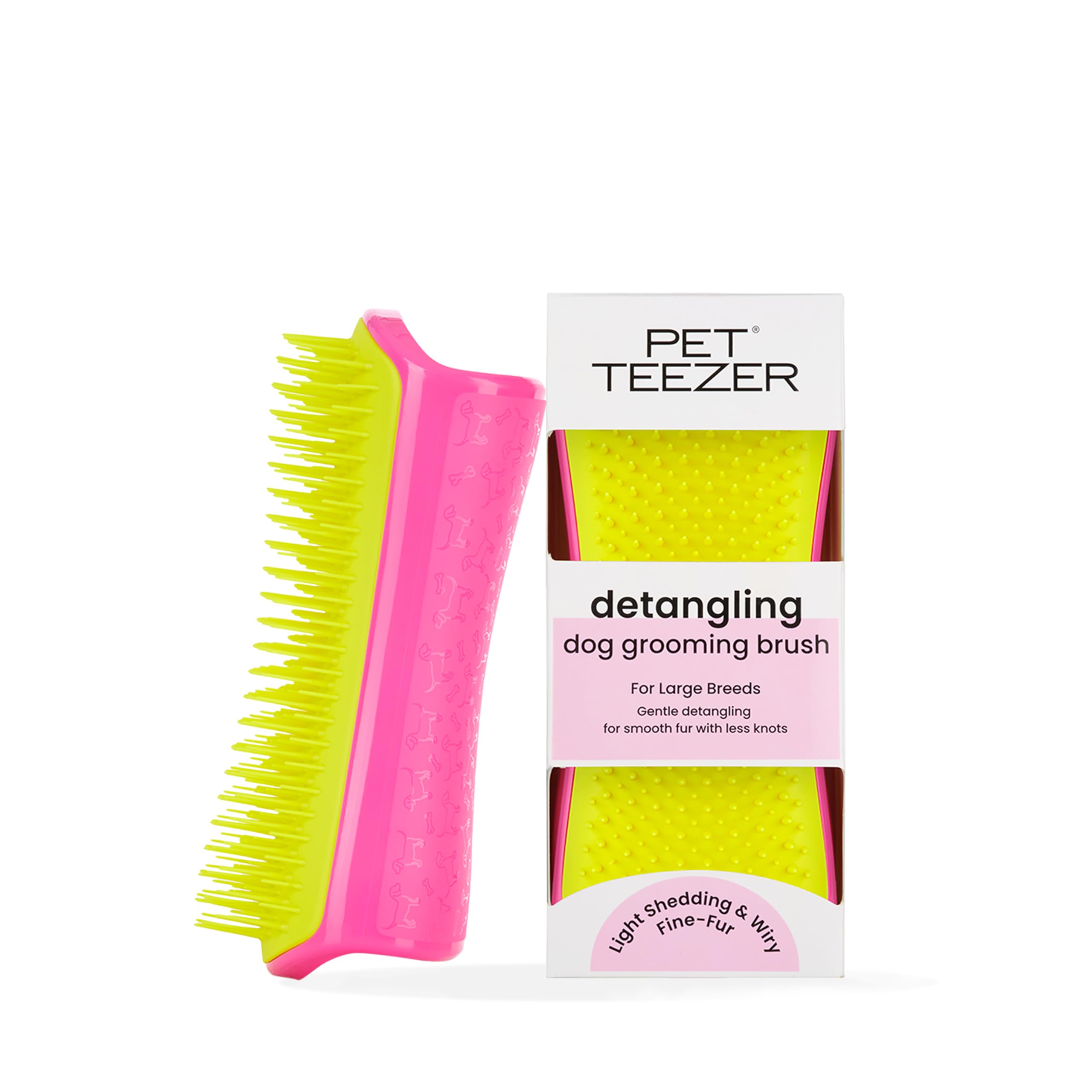 Tangle Teezer Large Pet Teezer Detangling Dog Grooming Brush - Dry or Bath Brush - The Perfect Detangling Brush for Dogs - Pink & Yellow