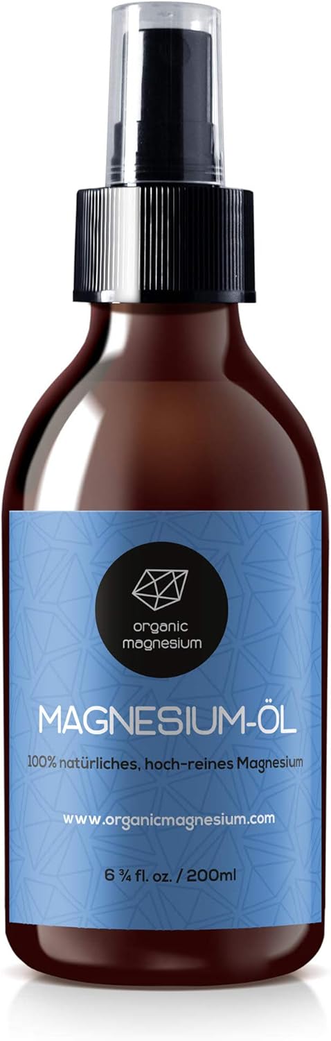 Ultra Pur MagnesiumÖl Spray 200ml - 100% Natürlich Reines Zechstein Öl von Organic Magnesium | Perfekt für Sport &amp; Muskel entspannung| Flüssig MagnesiumChlorid Oil Konzentrat