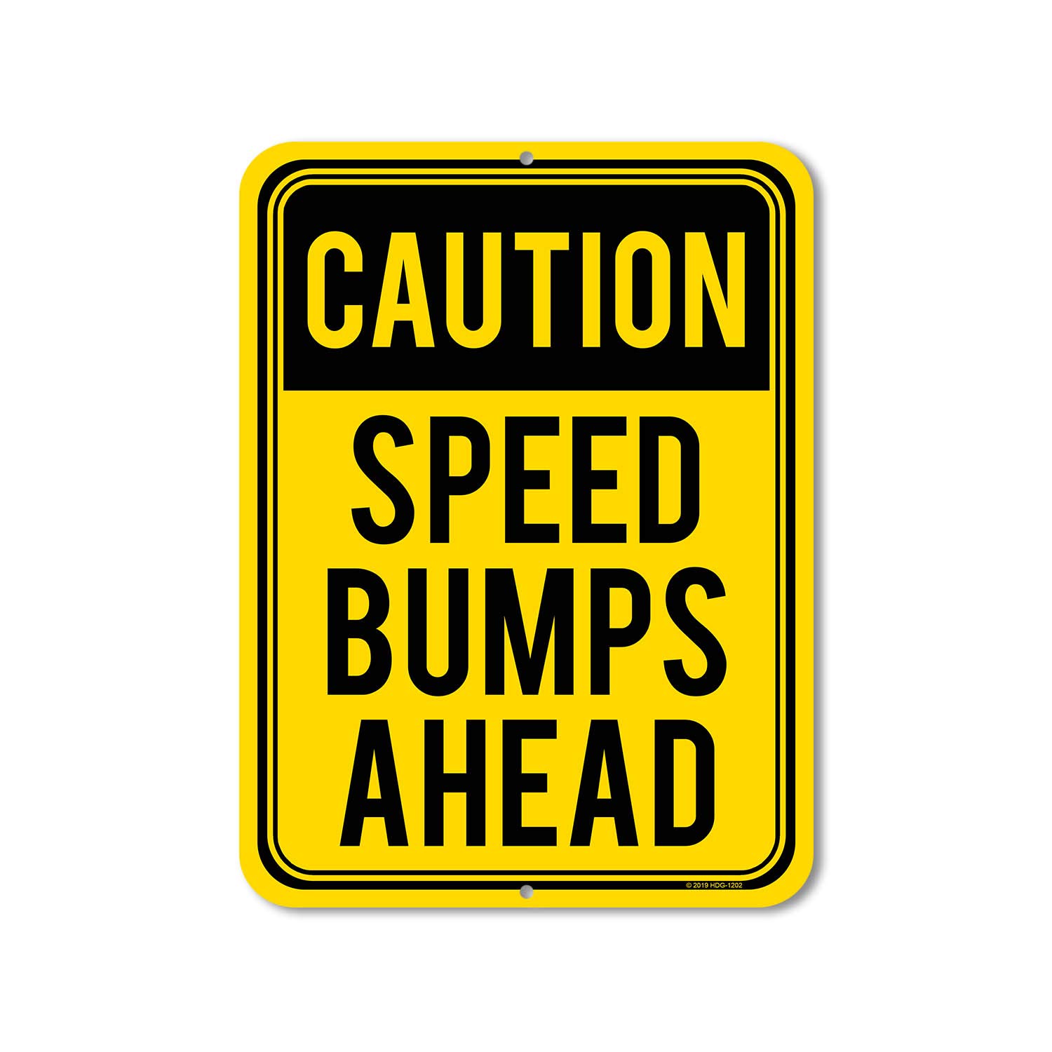 Honey Dew Gifts Slow Down Signs, Caution Speed Bumps Ahead 9 inch by 12 inch Metal Slow Down Signs for Neighborhoods, Made in USA, Street Sign, HDG-1202