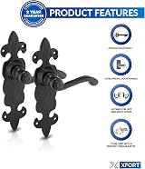 XFORT Black Antique Fleur De Lys Latch Internal Door Handle Set 4 Pack view 3