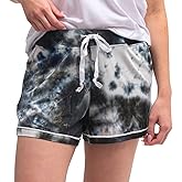 Hello Mello Dyes The Limit Soft Lounge Shorts 2.0 Womens Lightweight Pajama Bottoms with Side Pockets & Subtle Piping - Black, Medium/Large