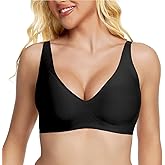 Jelly Wireless Bra Deep V Push Up Seamless T-Shirt Comfortable Plunge No Underwire Bras with Adjustable Straps Everyday Bras