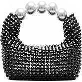 Miuco Pearl Clutch Handbag Women's Glittering Dinner Purse Party Wedding Prom Evening Bags