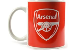 FOCO Arsenal FC Official Slogan Mug, Red with Gunners Text and Club Crest, 11oz Ceramic Coffee Mug in Gift Box