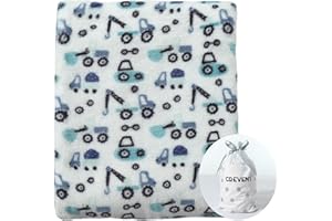 CREVENT 30"X40" Cute Lightweight Silky Cozy Warm Baby Blanket for Boys Infant Toddler Newborn Unisex Crib Cot Stroller, for All Season - Blue Truck