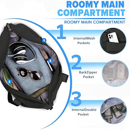 Travel Duffle Bag, Weekender Travel Bag Men Small Gym Bag for Women, Hospital Bag for Labor and Delivery, Overnight Bag Luggage Bag with Trolley Sleeve, Airplane Travel Essentials for Flying(Black) in Saudi Travel Duffle Bag, Weekender Travel Bag Men Small Gym Bag for Women, Hospital Bag for Labor and Delivery, Overnight Bag Luggage Bag with Trolley Sleeve, Airplane Travel Essentials for Flying(Black) in Saudi