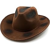 VZQI Brown Fedora Hat for Adults Halloween Costume Accessory with Burned and Tattered