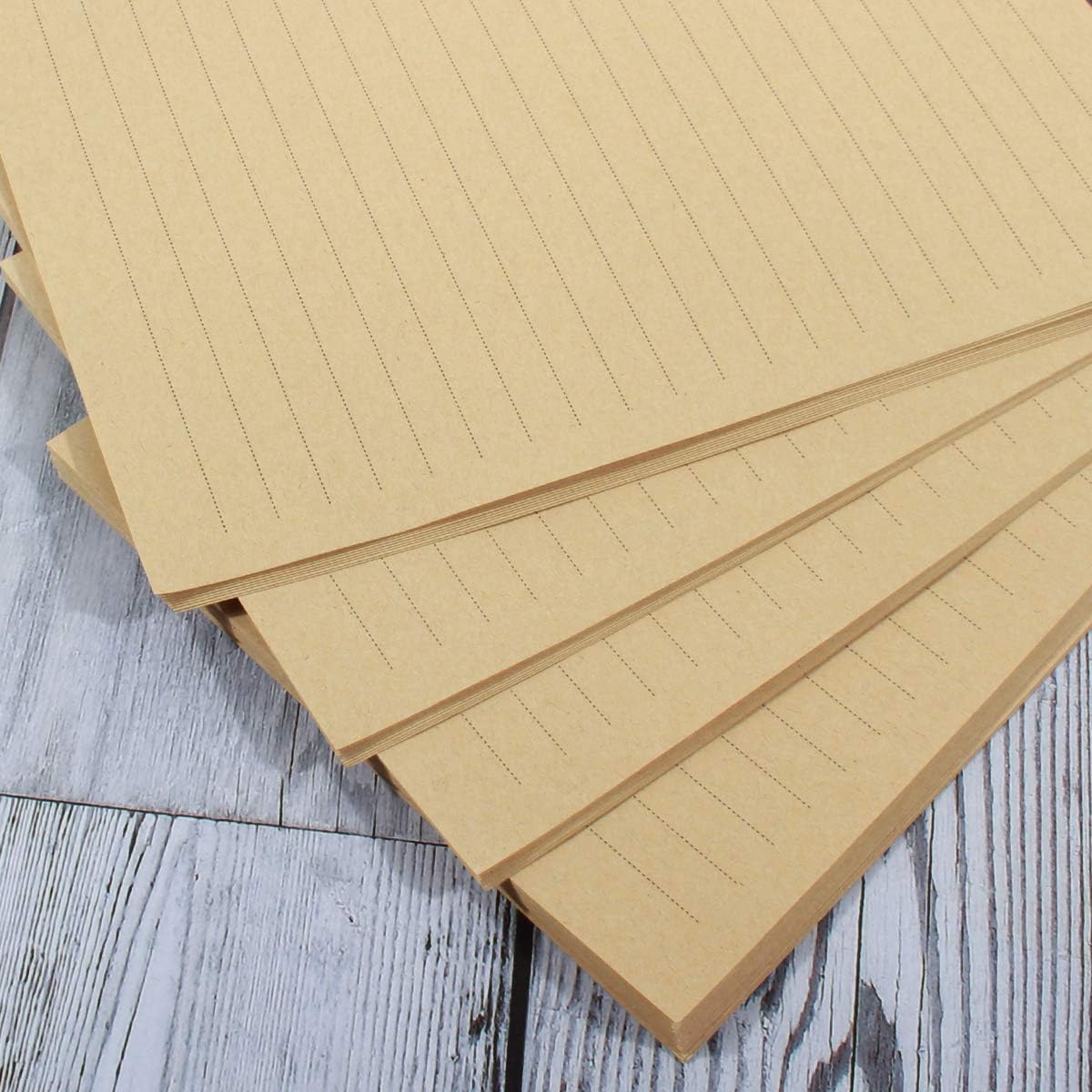 SHANGXIN 80 SheetsA5 Vintage Lined Kraft Letter Paper Retro Writing Paper for Home Office Stationary, Yellow,Blue,Purple - Image 3