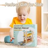 Vanplay Wooden Car Ramp Montessori Toy with 4 Mini Cars Garage kids 1-2 view 7
