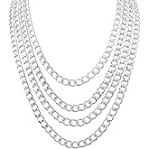 Riuziyi 4 Pack 18/20/22/24inch Different Size Fake Gold Chain Hip Hop Rapper Faux Gold Stainless Steel Chunky Chain for 80's, 90's Party W: 8mm for Women Men