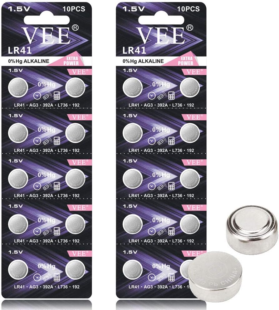 VEE LR41 Battery 384 AG3 392 L736 1.5V Button Battery 40 Pack: Home Audio & Theater