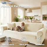 Yeahmart Thick Velvet Sofa Cover 2 Seater Premium Stretch Slipcover Beige view 2