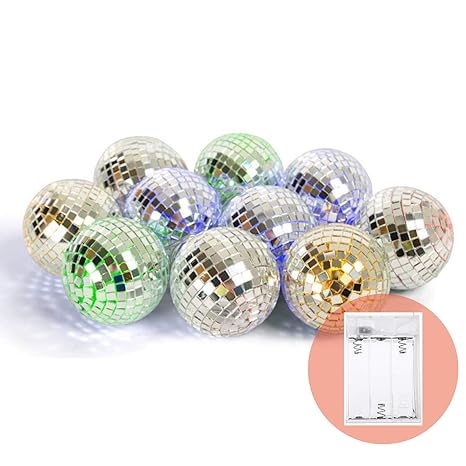 Mansaa Essentials - Home Decor Battery Operated String Light (Mirror Balls;10 Balls; 6.6 feet)