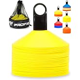 Pro Disc Cones Set of 50 - Agility, Soccer, Sports Training | Flexible, Low-Profile Field Markers for Coaching, Drills, Football, Basketball, Obstacle Course, Youth Teams, PE Class