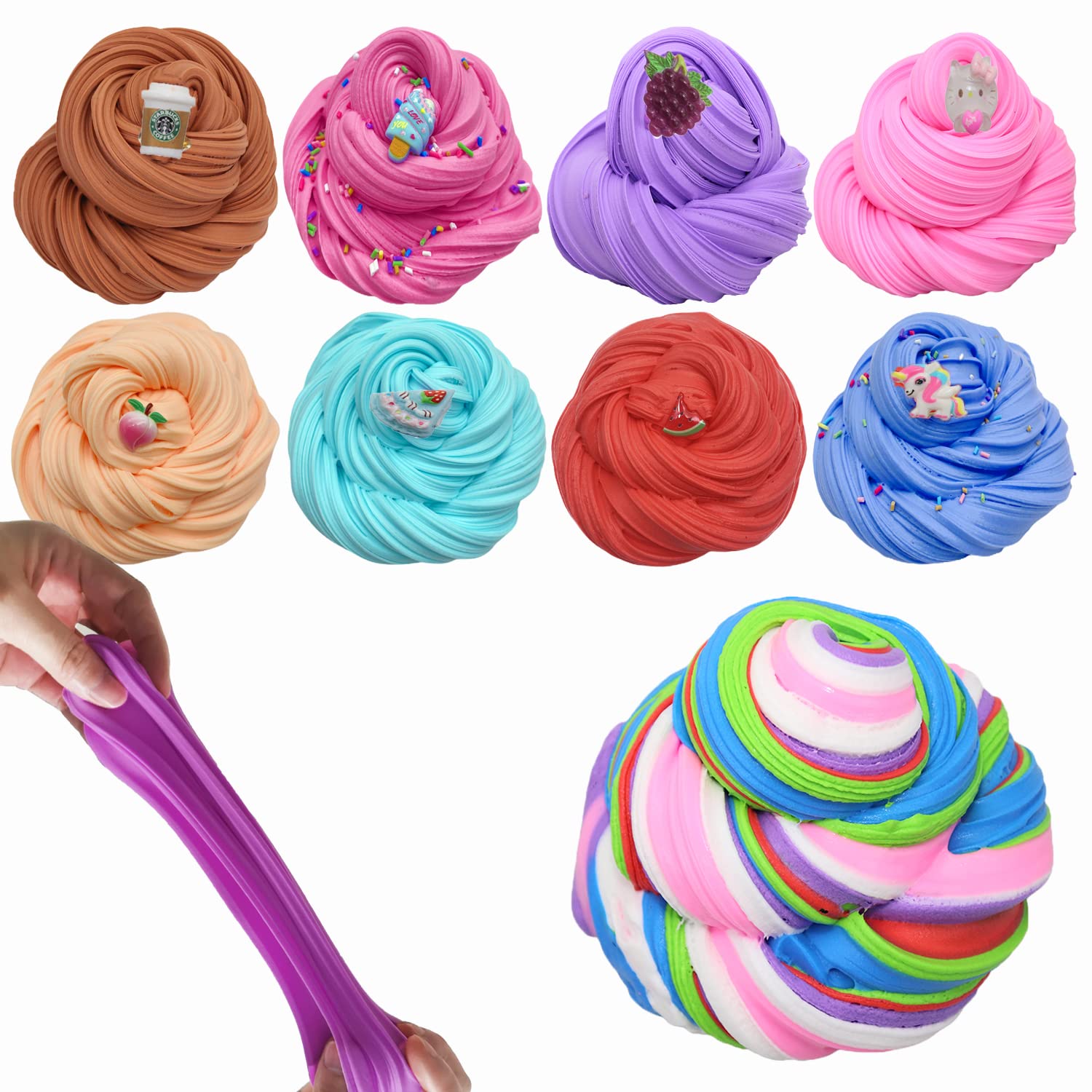 13 Pack Unicorn Dual Color Butter Slime Kit,Soft & Non-Sticky,DIY Slime Toys for Kids, for Girls and Boys Party Favors