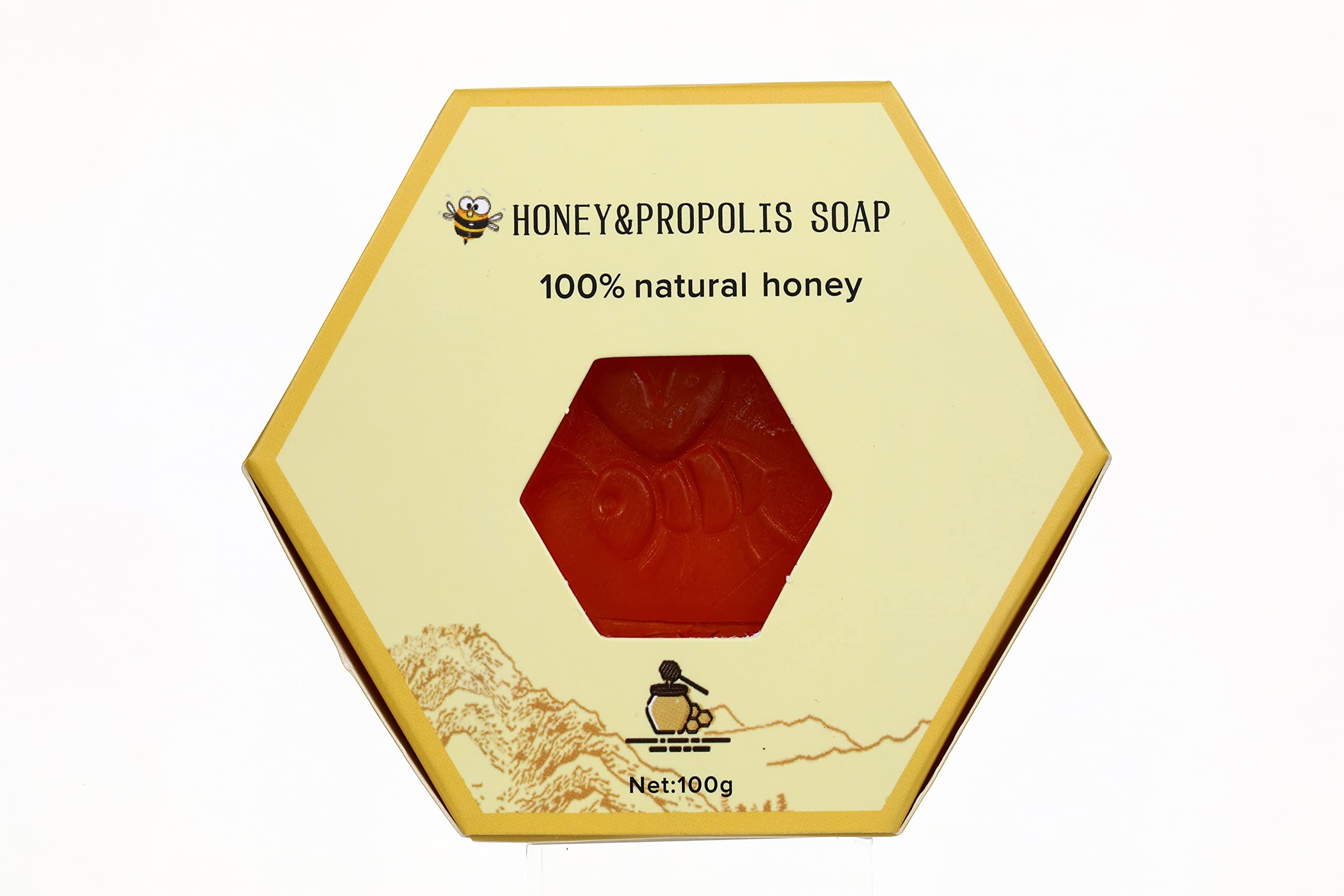 Juliesack Natural Handmade Savon Honey Soap Bar 100g, With Honey, Jojoba Oil, Almond Oil, Coconut Oil. Nourishes and Soften Dry Skin Treats Acne, Repair Skin and Reduces Pores Face and Body.